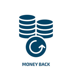 Poster - money back icon from business and finance collection. Filled money back, money, seal glyph icons isolated on white background. Black vector money back sign, symbol for web design and mobile apps