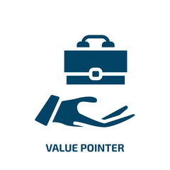 Poster - value pointer icon from business collection. Filled value pointer, value, pointer glyph icons isolated on white background. Black vector value pointer sign, symbol for web design and mobile apps
