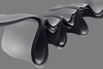 Poster - Creative black wave cloth or fabric on dark background. Luxury background for branding and product presentation. 3D Rendering.
