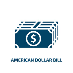 Poster - american dollar bill icon from business collection. Filled american dollar bill, american, dollar glyph icons isolated on white background. Black vector american dollar bill sign, symbol for web