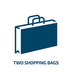 Poster - two shopping bags icon from business collection. Filled two shopping bags, gift, shop glyph icons isolated on white background. Black vector two shopping bags sign, symbol for web design and mobile
