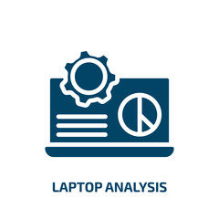 Poster - laptop analysis icon from business collection. Filled laptop analysis, laptop, plan glyph icons isolated on white background. Black vector laptop analysis sign, symbol for web design and mobile apps