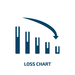 Poster - loss chart icon from business collection. Filled loss chart, loss, graph glyph icons isolated on white background. Black vector loss chart sign, symbol for web design and mobile apps