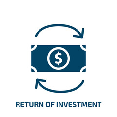 Poster - return of investment icon from business collection. Filled return of investment, investment, currency glyph icons isolated on white background. Black vector return of investment sign, symbol for web