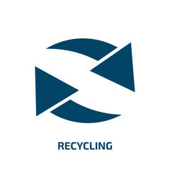 Poster - recycling symbol icon from ecology collection. Filled recycling symbol, recycling, arrow glyph icons isolated on white background. Black vector recycling symbol sign, symbol for web design and mobile