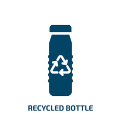 Poster - recycled bottle icon from ecology collection. Filled recycled bottle, plastic, bottle glyph icons isolated on white background. Black vector recycled bottle sign, symbol for web design and mobile apps