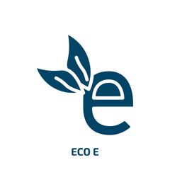 Poster - eco e icon from ecology collection. Filled eco e, eco, environment glyph icons isolated on white background. Black vector eco e sign, symbol for web design and mobile apps