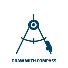 Poster - draw with compass icon from education collection. Filled draw with compass, tool, ruler glyph icons isolated on white background. Black vector draw with compass sign, symbol for web design and mobile