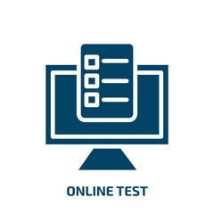Poster - online test icon from education collection. Filled online test, online, test glyph icons isolated on white background. Black vector online test sign, symbol for web design and mobile apps