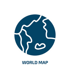 Poster - world map icon from education collection. Filled world map, africa, cartography glyph icons isolated on white background. Black vector world map sign, symbol for web design and mobile apps