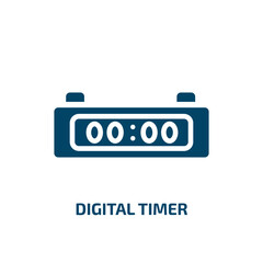 Poster - digital timer icon from education collection. Filled digital timer, timer, hour glyph icons isolated on white background. Black vector digital timer sign, symbol for web design and mobile apps