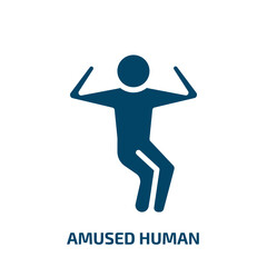 Poster - amused human icon from feelings collection. Filled amused human, fun, human glyph icons isolated on white background. Black vector amused human sign, symbol for web design and mobile apps