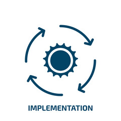 Poster - implementation icon from general collection. Filled implementation, development, business glyph icons isolated on white background. Black vector implementation sign, symbol for web design and mobile