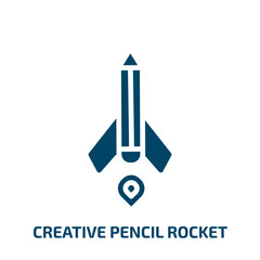 Poster - creative pencil rocket icon from general collection. Filled creative pencil rocket, rocket, idea glyph icons isolated on white background. Black vector creative pencil rocket sign, symbol for web