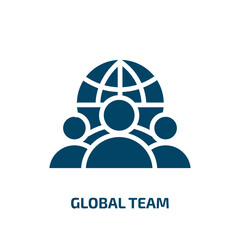 Poster - global team icon from general collection. Filled global team, business, team glyph icons isolated on white background. Black vector global team sign, symbol for web design and mobile apps