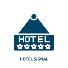 Poster - hotel signal icon from hotel and restaurant collection. Filled hotel signal, signal, hotel glyph icons isolated on white background. Black vector hotel signal sign, symbol for web design and mobile