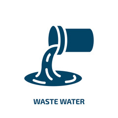 Poster - waste water icon from nature collection. Filled waste water, waste, water glyph icons isolated on white background. Black vector waste water sign, symbol for web design and mobile apps