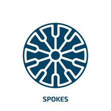 Spokes Icon From Sew Collection. Filled Spokes, Spoke, Wheel Glyph Icons Isolated On White Background. Black Vector Spokes Sign, Symbol For Web Design And Mobile Apps