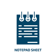 Poster - notepad sheet icon from other collection. Filled notepad sheet, note, notepad glyph icons isolated on white background. Black vector notepad sheet sign, symbol for web design and mobile apps