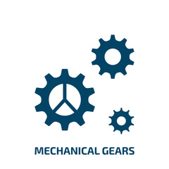 Poster - mechanical gears icon from other collection. Filled mechanical gears, gear, technology glyph icons isolated on white background. Black vector mechanical gears sign, symbol for web design and mobile