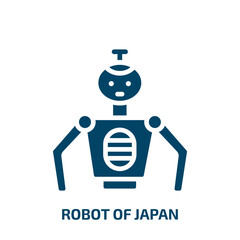 Poster - robot of japan icon from other collection. Filled robot of japan, robot, cyborg glyph icons isolated on white background. Black vector robot of japan sign, symbol for web design and mobile apps
