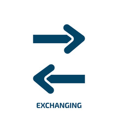 Poster - exchanging icon from startup stategy and success collection. Filled exchanging, exchange, bank glyph icons isolated on white background. Black vector exchanging sign, symbol for web design and mobile
