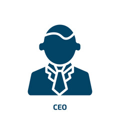 Poster - ceo icon from startup stategy and success collection. Filled ceo, business, office glyph icons isolated on white background. Black vector ceo sign, symbol for web design and mobile apps
