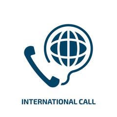 Poster - international call icon from technology collection. Filled international call, international, call glyph icons isolated on white background. Black vector international call sign, symbol for web design