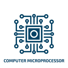Poster - computer microprocessor icon from technology collection. Filled computer microprocessor, microprocessor, chip glyph icons isolated on white background. Black vector computer microprocessor sign,