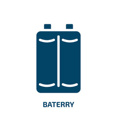 Poster - baterry icon from technology collection. Filled baterry, energy, alkaline glyph icons isolated on white background. Black vector baterry sign, symbol for web design and mobile apps
