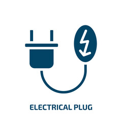 Poster - electrical plug icon from technology collection. Filled electrical plug, cable, energy glyph icons isolated on white background. Black vector electrical plug sign, symbol for web design and mobile