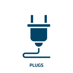 Poster - plugs icon from technology collection. Filled plugs, plug, simple glyph icons isolated on white background. Black vector plugs sign, symbol for web design and mobile apps