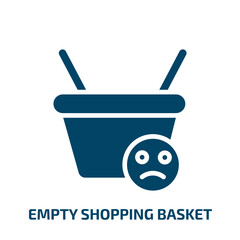Poster - empty shopping basket icon from tools and utensils collection. Filled empty shopping basket, basket, market glyph icons isolated on white background. Black vector empty shopping basket sign, symbol