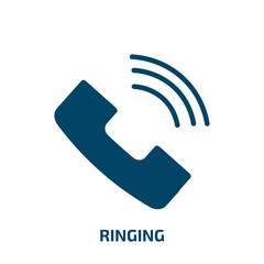 Poster - ringing icon from tools and utensils collection. Filled ringing, ring, love glyph icons isolated on white background. Black vector ringing sign, symbol for web design and mobile apps