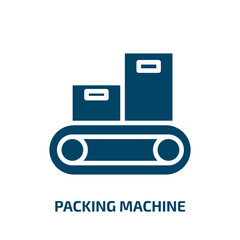 Poster - packing machine icon from tools and utensils collection. Filled packing machine, machine, equipment glyph icons isolated on white background. Black vector packing machine sign, symbol for web design