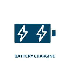 Poster - battery charging icon from tools and utensils collection. Filled battery charging, battery, power glyph icons isolated on white background. Black vector battery charging sign, symbol for web design