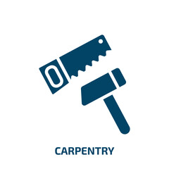 carpentry icon from tools and utensils collection. Filled carpentry, repair, hammer glyph icons isolated on white background. Black vector carpentry sign, symbol for web design and mobile apps