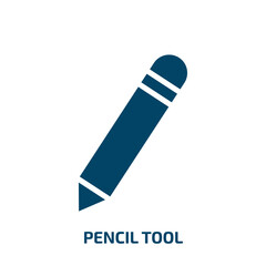 Poster - pencil tool icon from tools and utensils collection. Filled pencil tool, pencil, brush glyph icons isolated on white background. Black vector pencil tool sign, symbol for web design and mobile apps