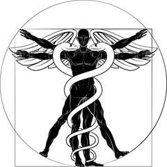 Sticker - Caduceus Vitruvian Man