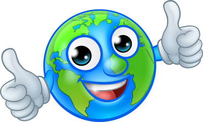 Poster - Earth Globe World Cartoon Character Mascot