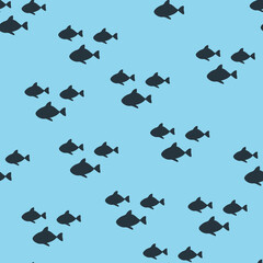 Fish in the sea. Simple print. Seamless pattern, vector illustration