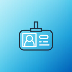 Poster - Line Identification badge icon isolated on blue background. It can be used for presentation, identity of the company, advertising. Colorful outline concept. Vector