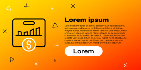 Poster - Line KPI - Key performance indicator icon isolated on yellow background. Colorful outline concept. Vector
