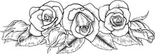 A Roses Woodcut Vintage Style Flower Floral Design