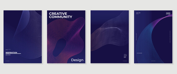 Abstract vibrant gradient line background vector. Futuristic style cover template with line distortion, wave, curved lines, colorful. Modern wallpaper design for poster, flyer, brochure, card, decor.