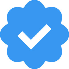 Poster - Check mark icons in blue light colors. Social media verified signs.