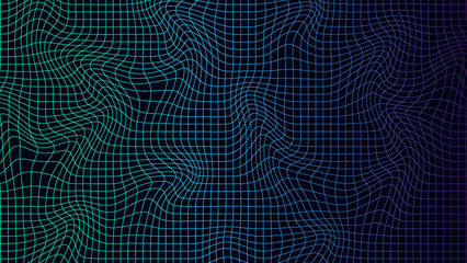 Poster - abstract wavy gradient 3d mesh. geometric dynamic wave. 3d technology wireframe. vector illustration