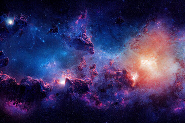 endless universe with stars and galaxies in outer space. cosmos art. cgi.