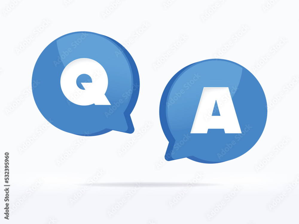 Blue notification mark symbol and social media. 3d q and a or question ...