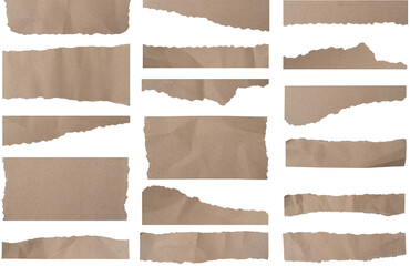 Poster - Set of Torn Paper with space for text design, Old brown paper texture, Isolated on white background